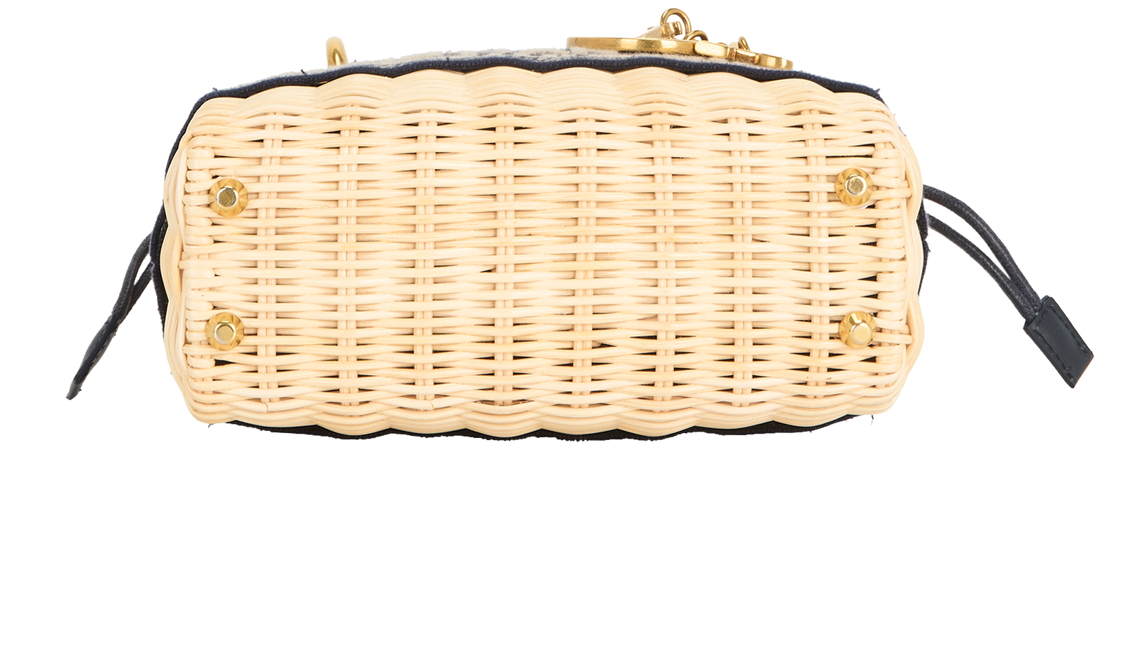 Mini Wicker Lady Dior, &pound;2,100, Handbags, Beige/Navy, Leather/Raffia, Top view